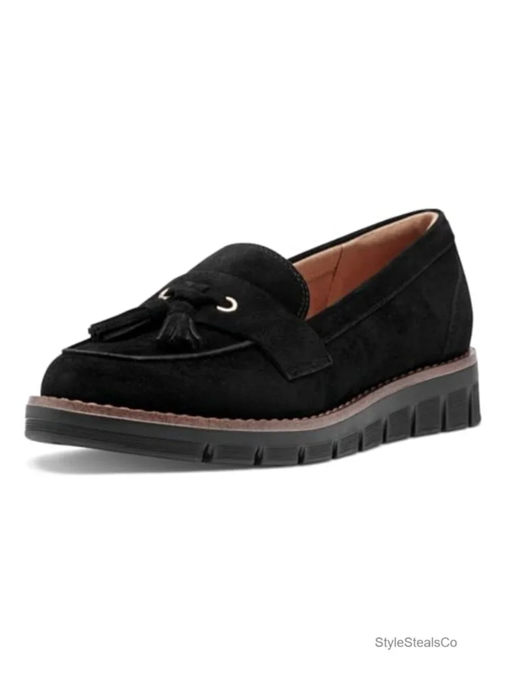 Leather Slip On Loafers with Tassel Detail, eFlex Arch Support